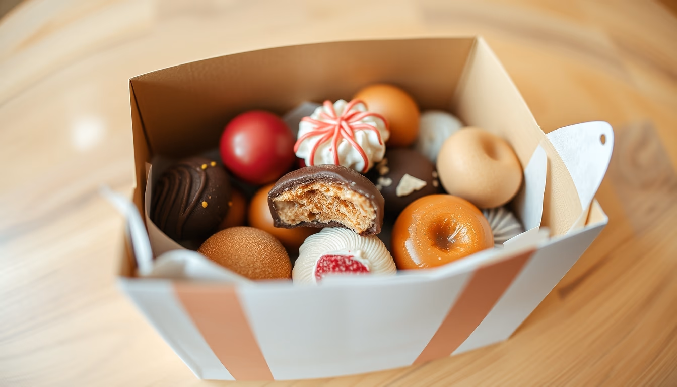 pralines assorted box in editorial style