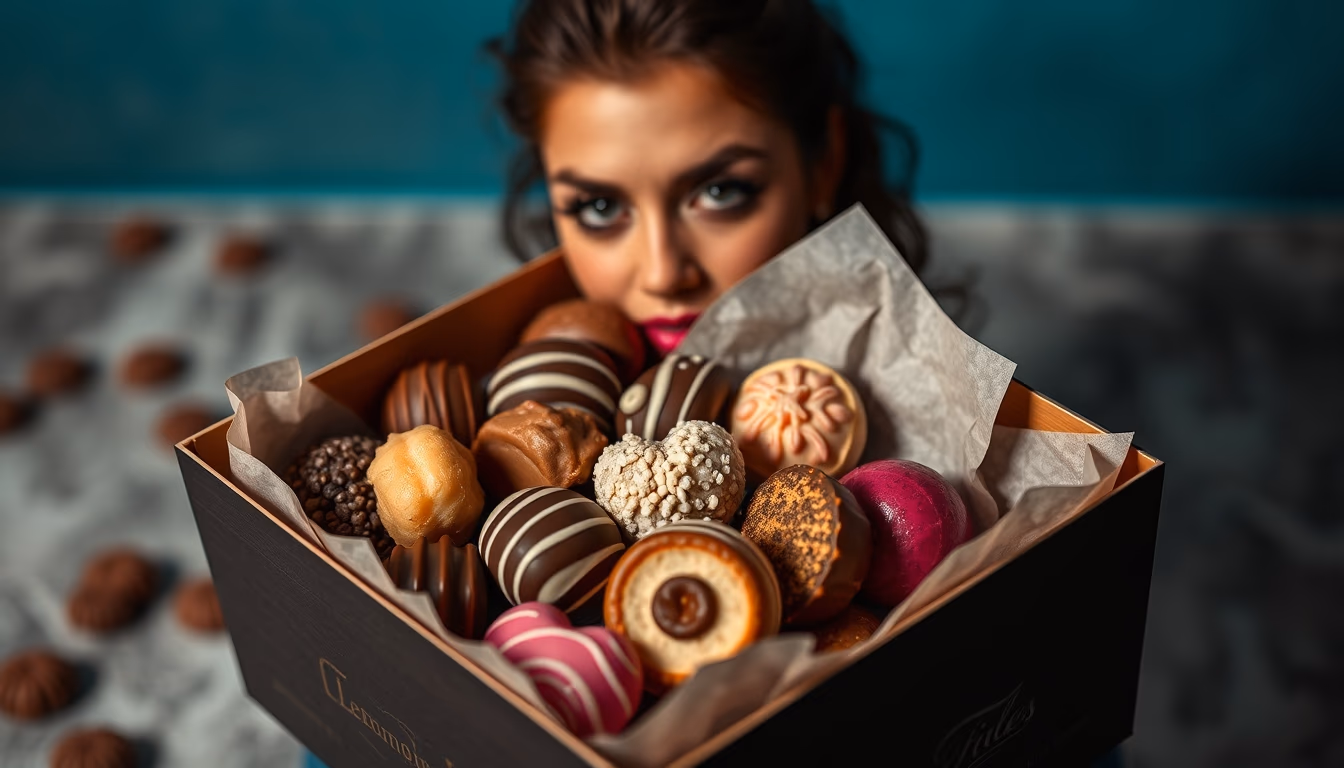 pralines assorted box in editorial style