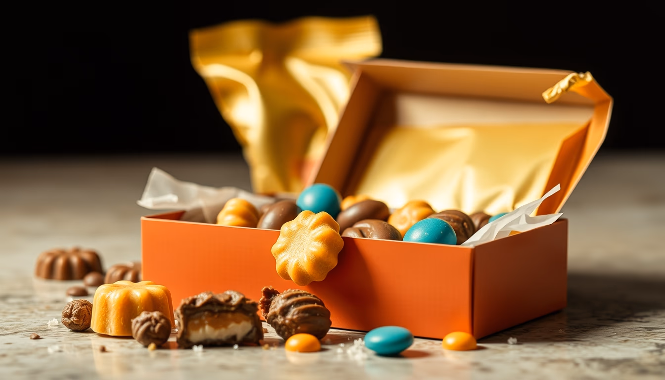 pralines assorted box in editorial style