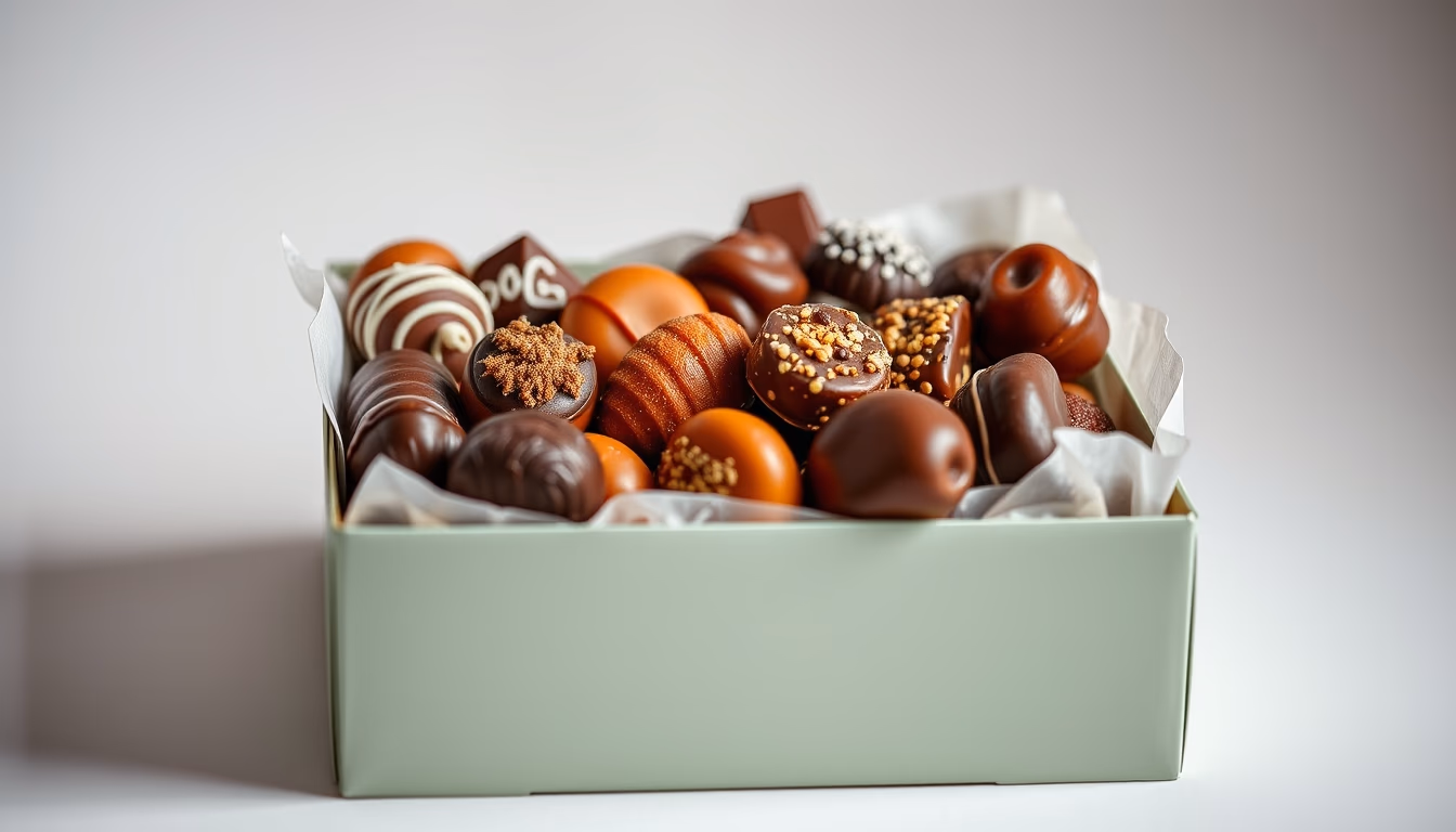 pralines assorted box in editorial style