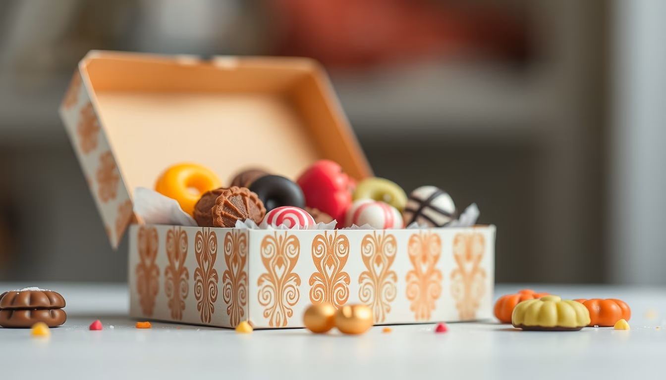 pralines assorted box in editorial style