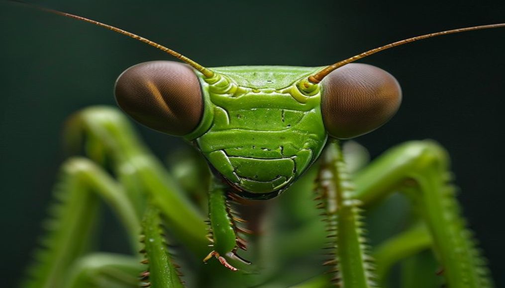 Louva-a-deus green macro em estilo editorial