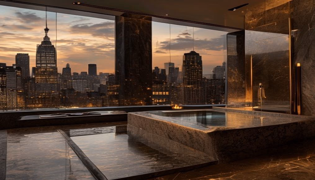 private spa hammam marble onyx in luxury editorial photography