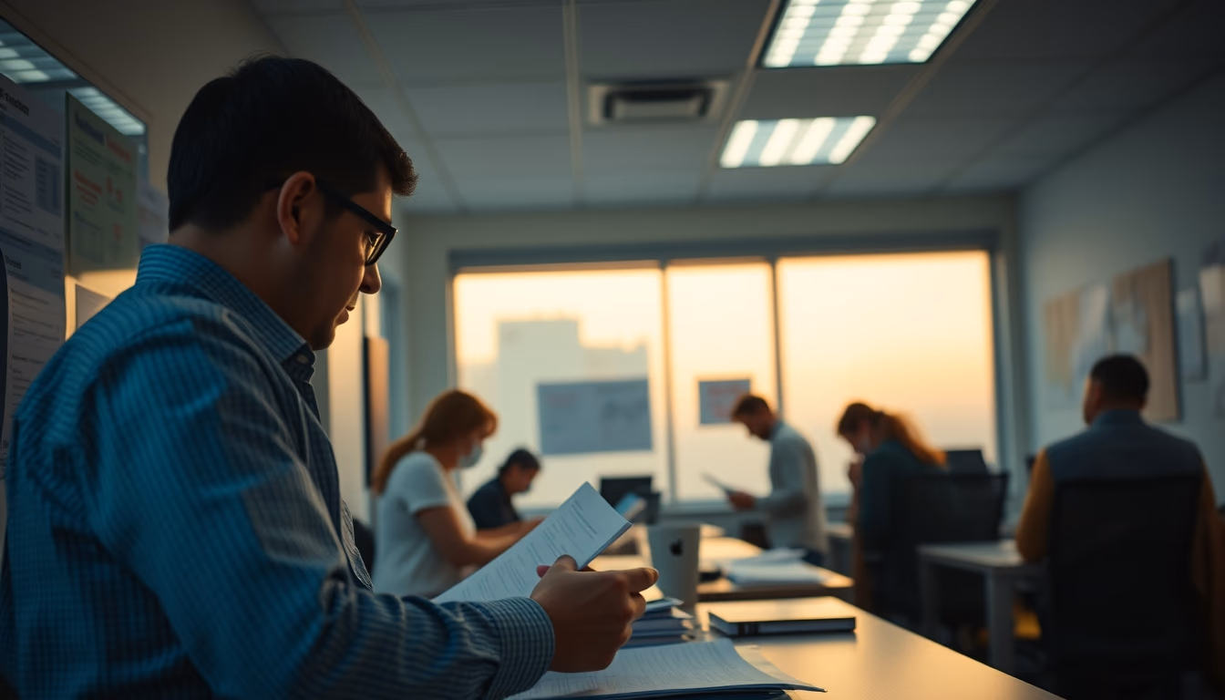 consumer protection office with citizens filing complaints in editorial style