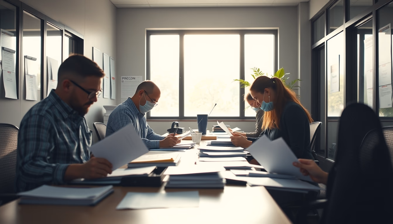 consumer protection office with citizens filing complaints in editorial style