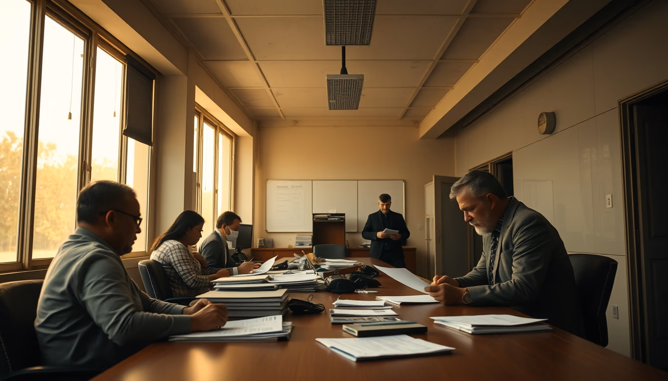 consumer protection office with citizens filing complaints in editorial style