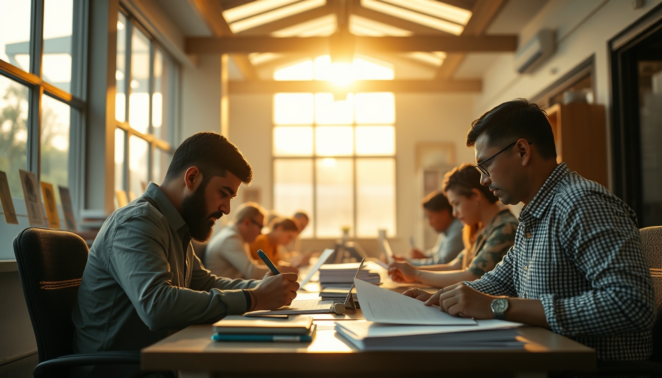 Procon office with citizens filing complaints em estilo editorial