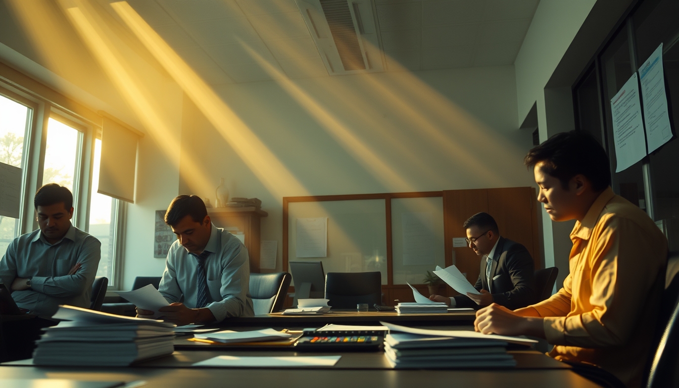 Procon office with citizens filing complaints em estilo editorial