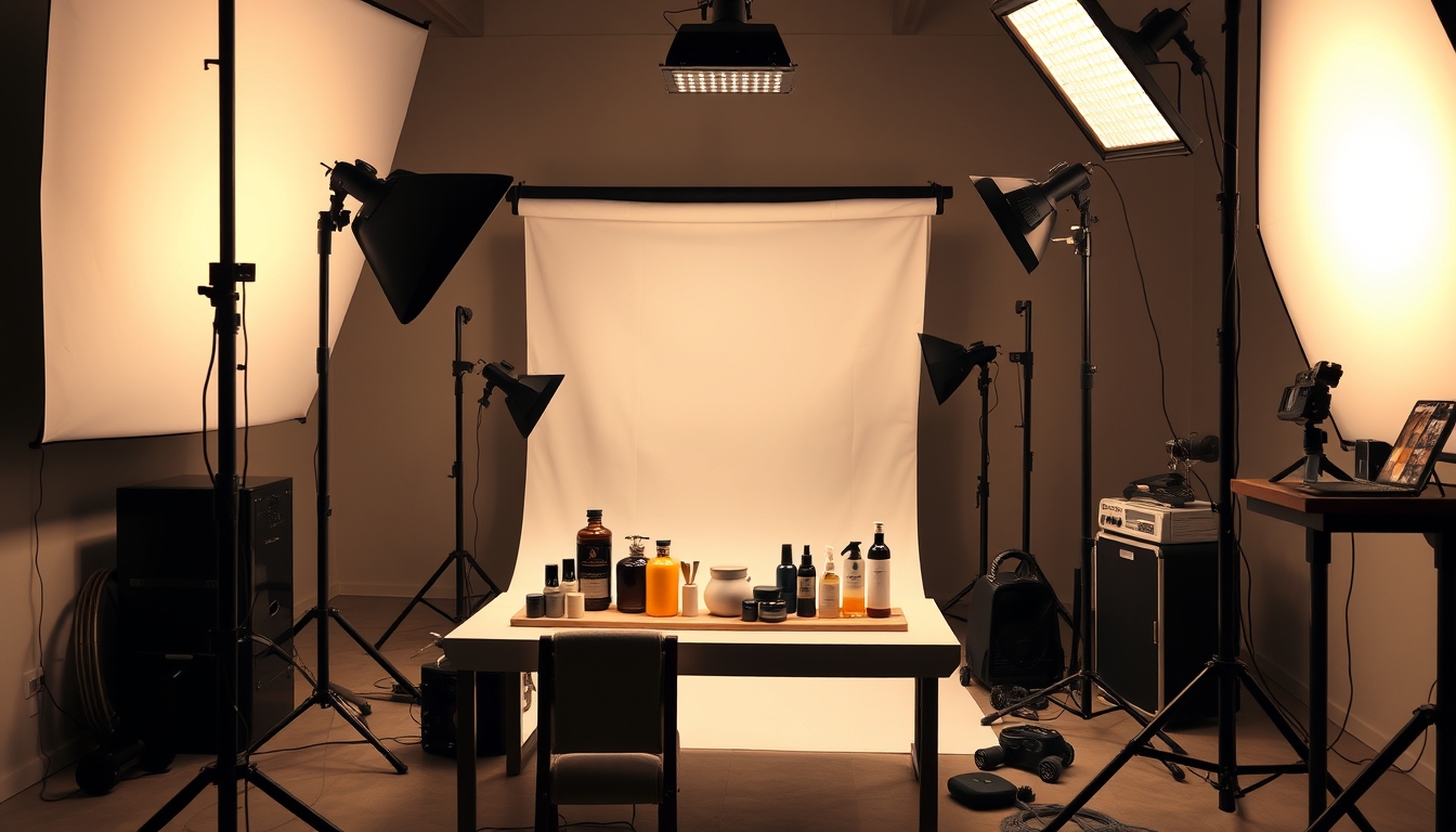 product photography studio setup in editorial style