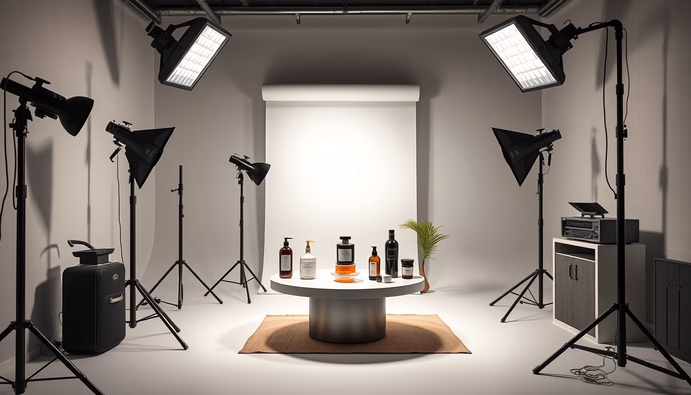 product photography studio setup in editorial style