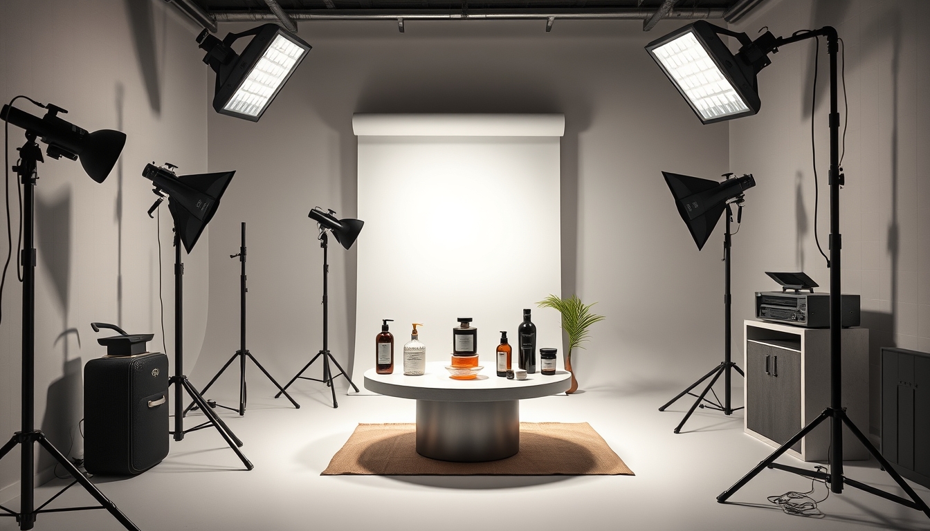 product photography studio setup in editorial style