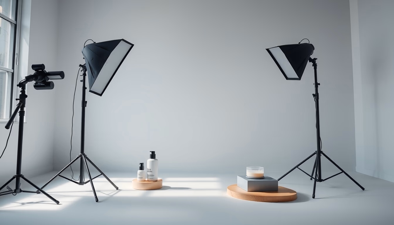 Product photography studio setup em estilo editorial
