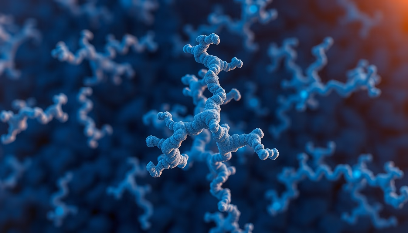 protein structure 3d in editorial style