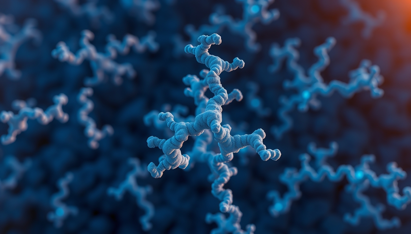 protein structure 3d in editorial style