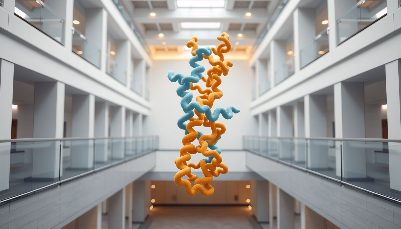 protein structure 3d in editorial style