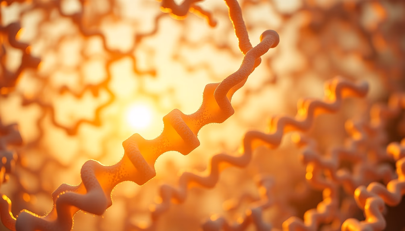 protein structure 3d in editorial style