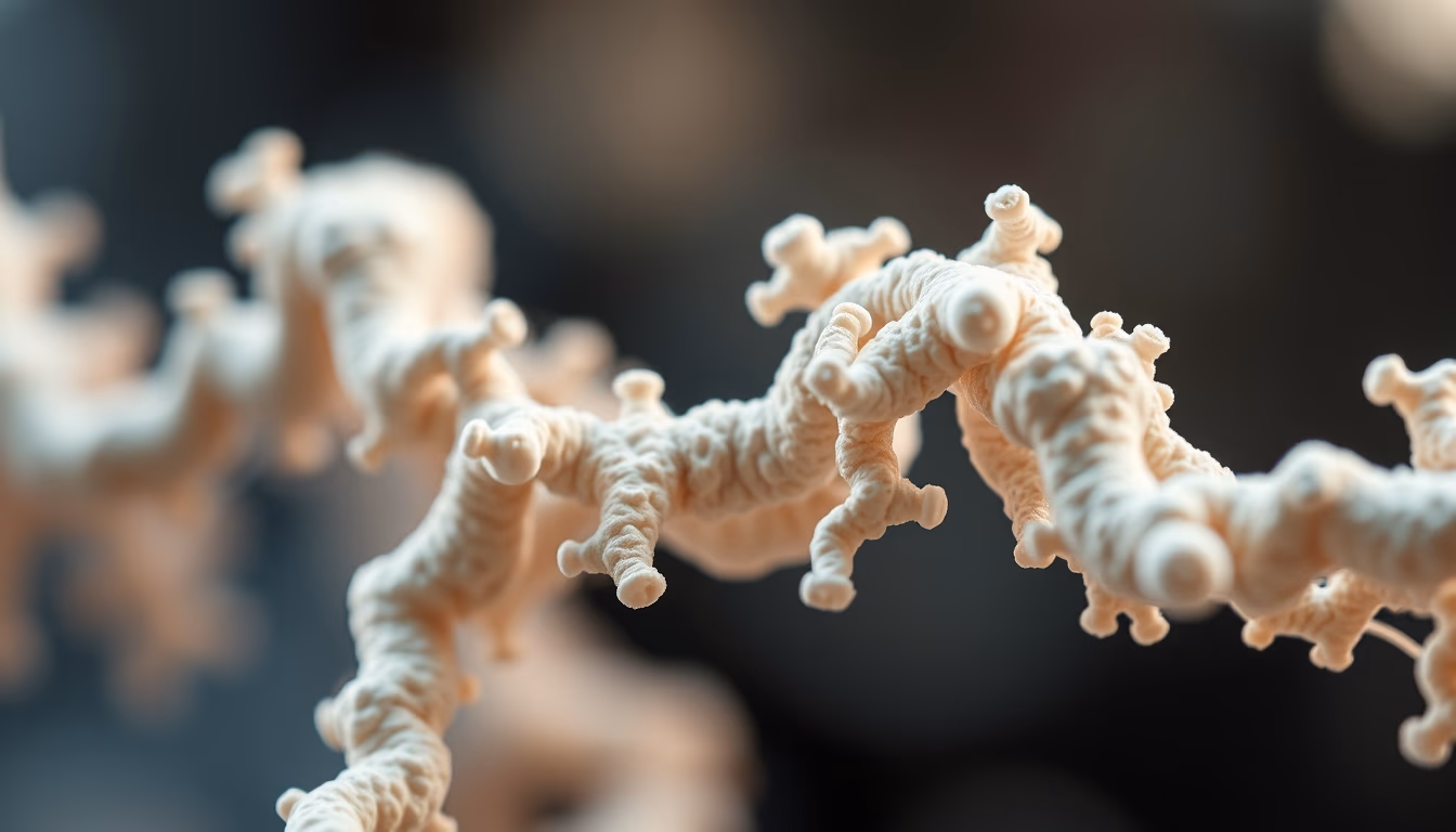 protein structure 3d in editorial style