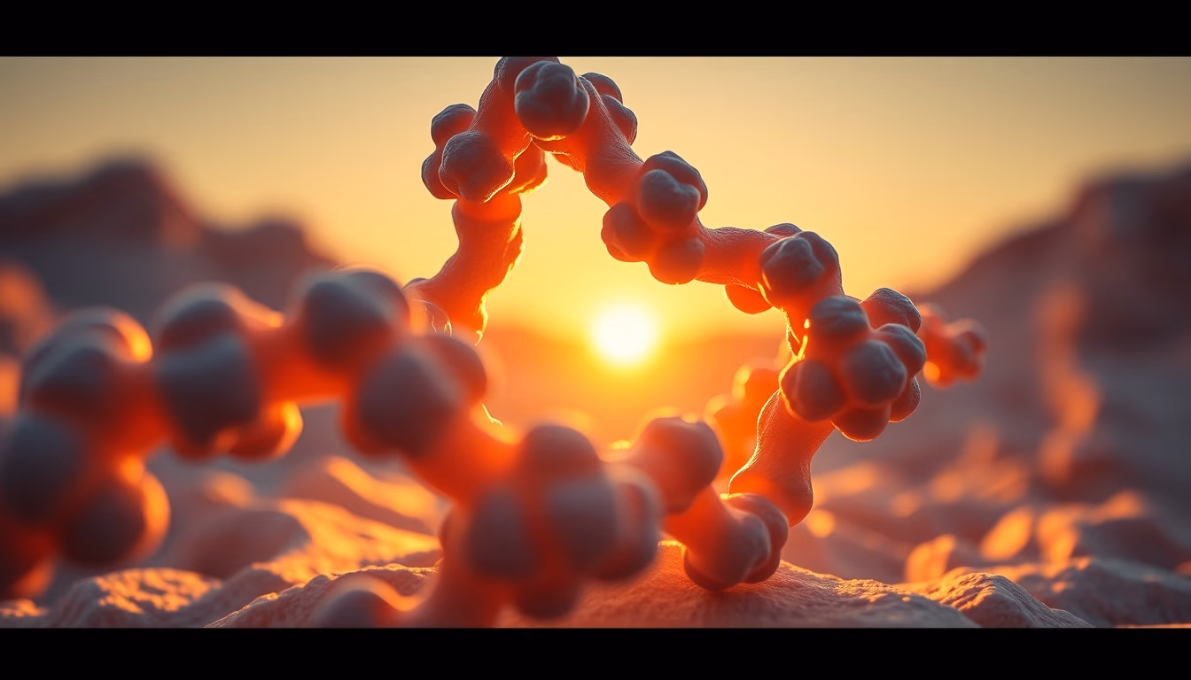 protein structure 3d in editorial style