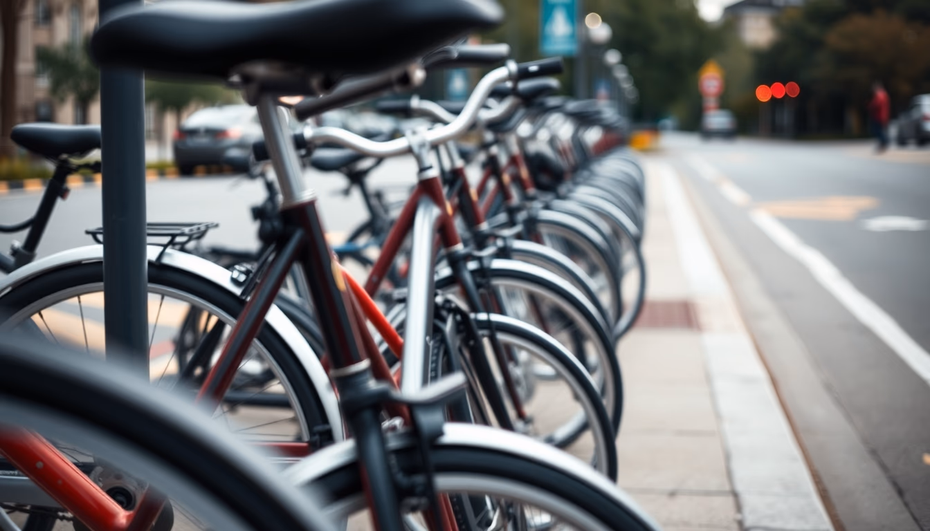 public bike station in editorial style