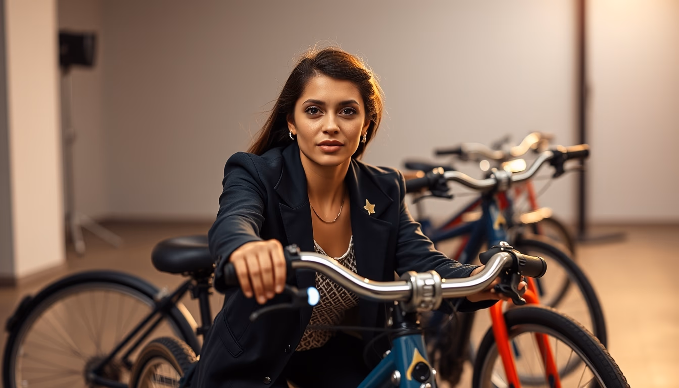 public bike station in editorial style