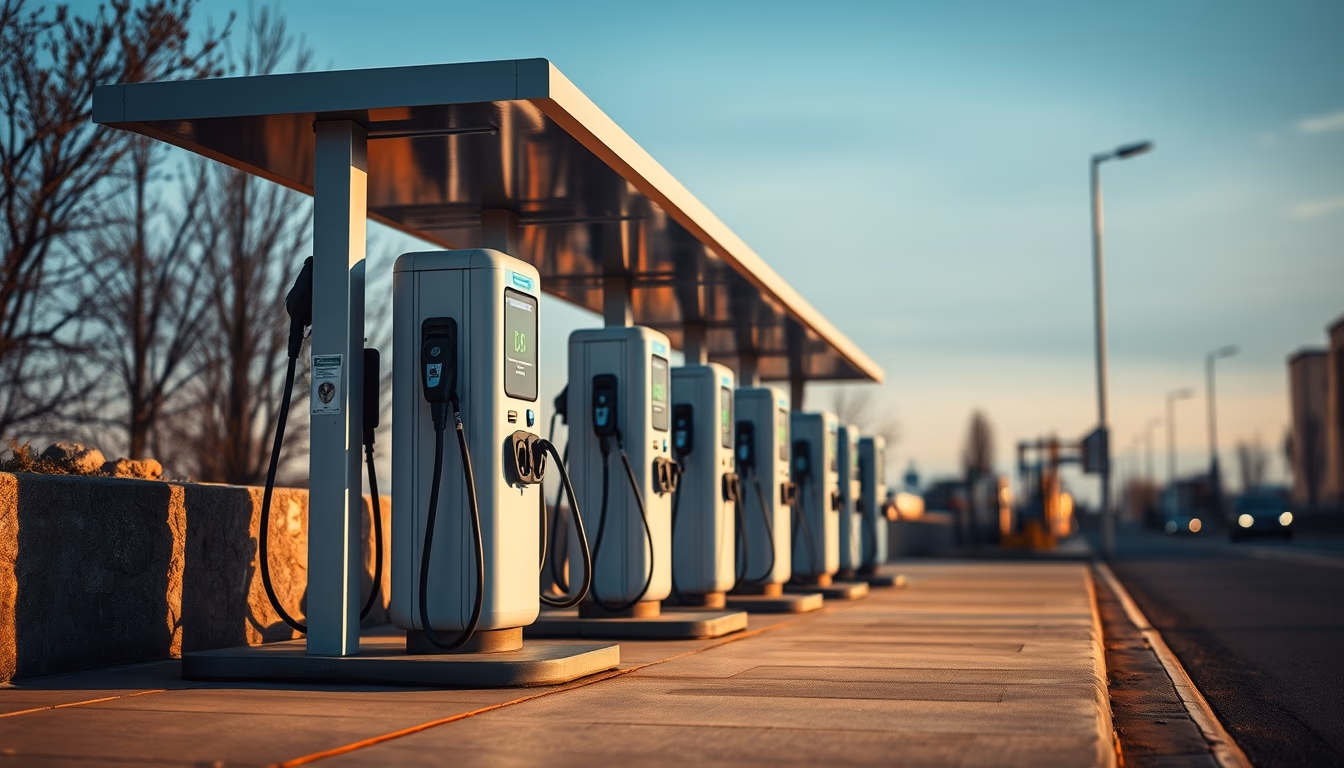 public charging station in editorial style