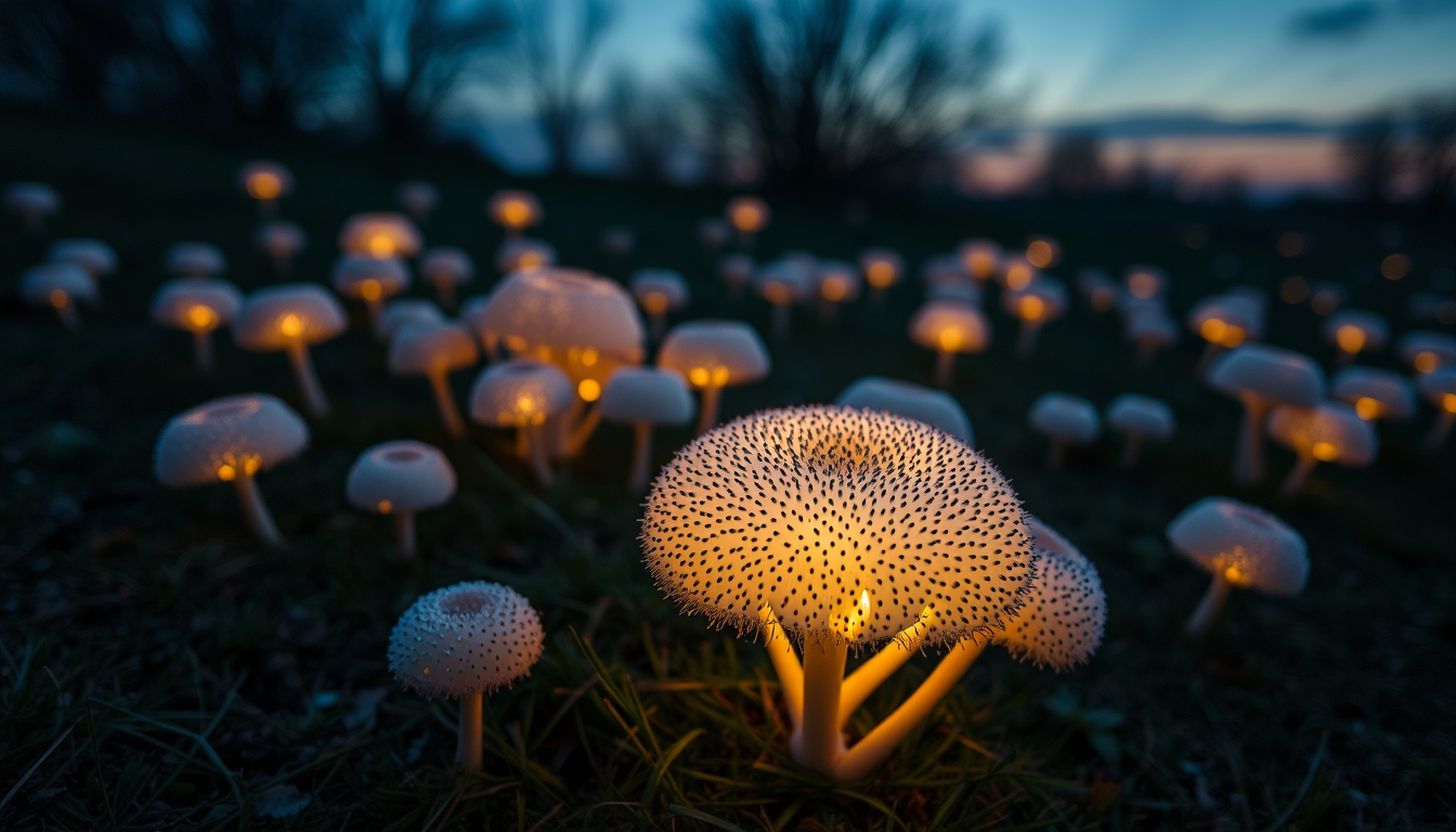 Puffball spore release em estilo editorial