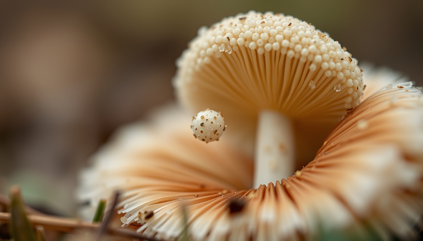 Puffball spore release em estilo editorial