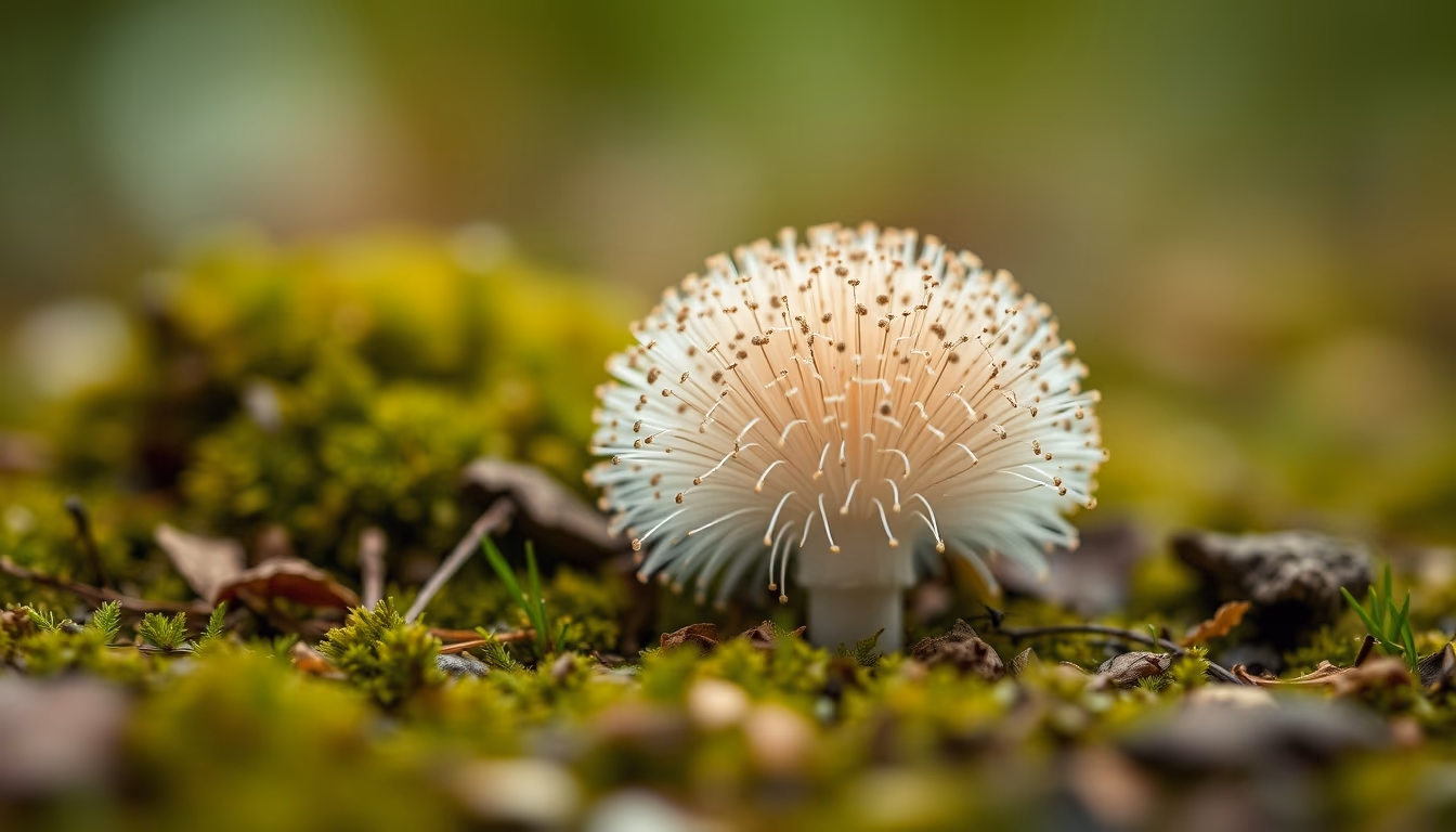 puffball spore release in editorial style