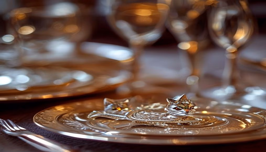 puiforcat sterling silver place setting in luxury editorial photography