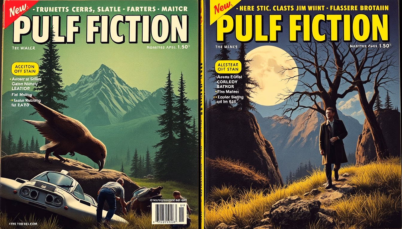 pulp fiction covers in editorial style