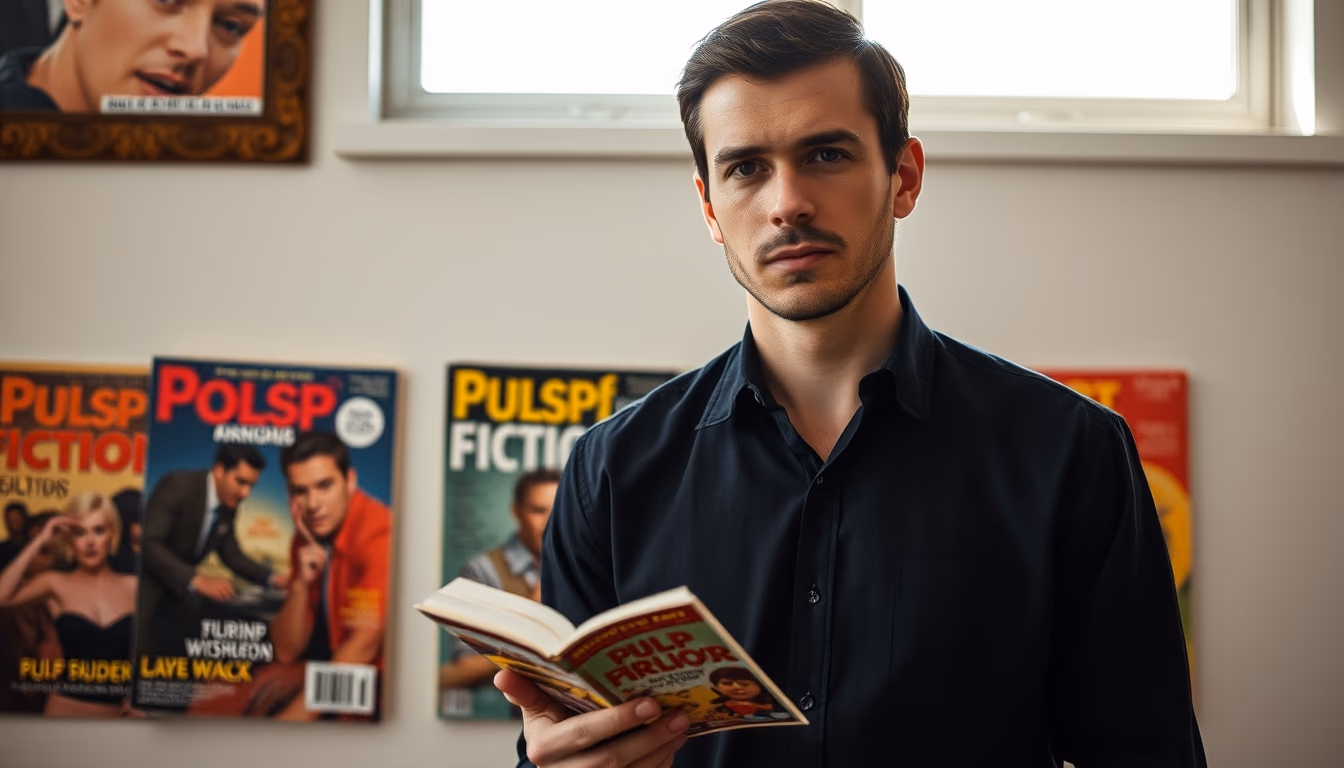 pulp fiction covers in editorial style