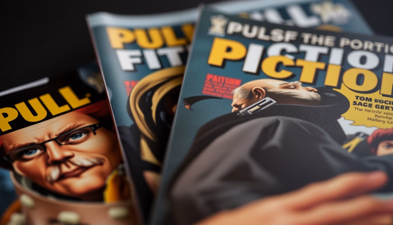 pulp fiction covers in editorial style