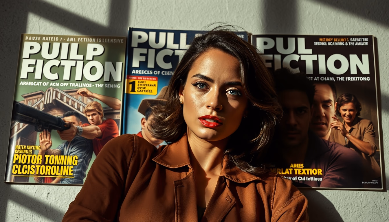 pulp fiction covers in editorial style