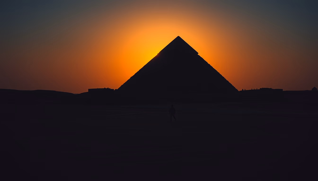 Pyramid of giza sunset silhouette em estilo editorial