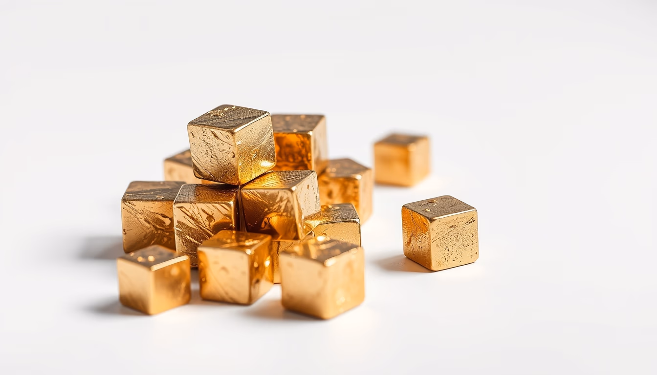 pyrite gold cubes in editorial style