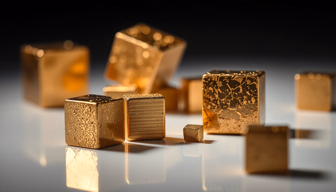 pyrite gold cubes in editorial style