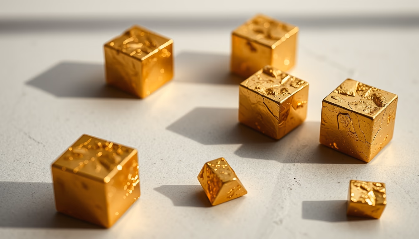 pyrite gold cubes in editorial style