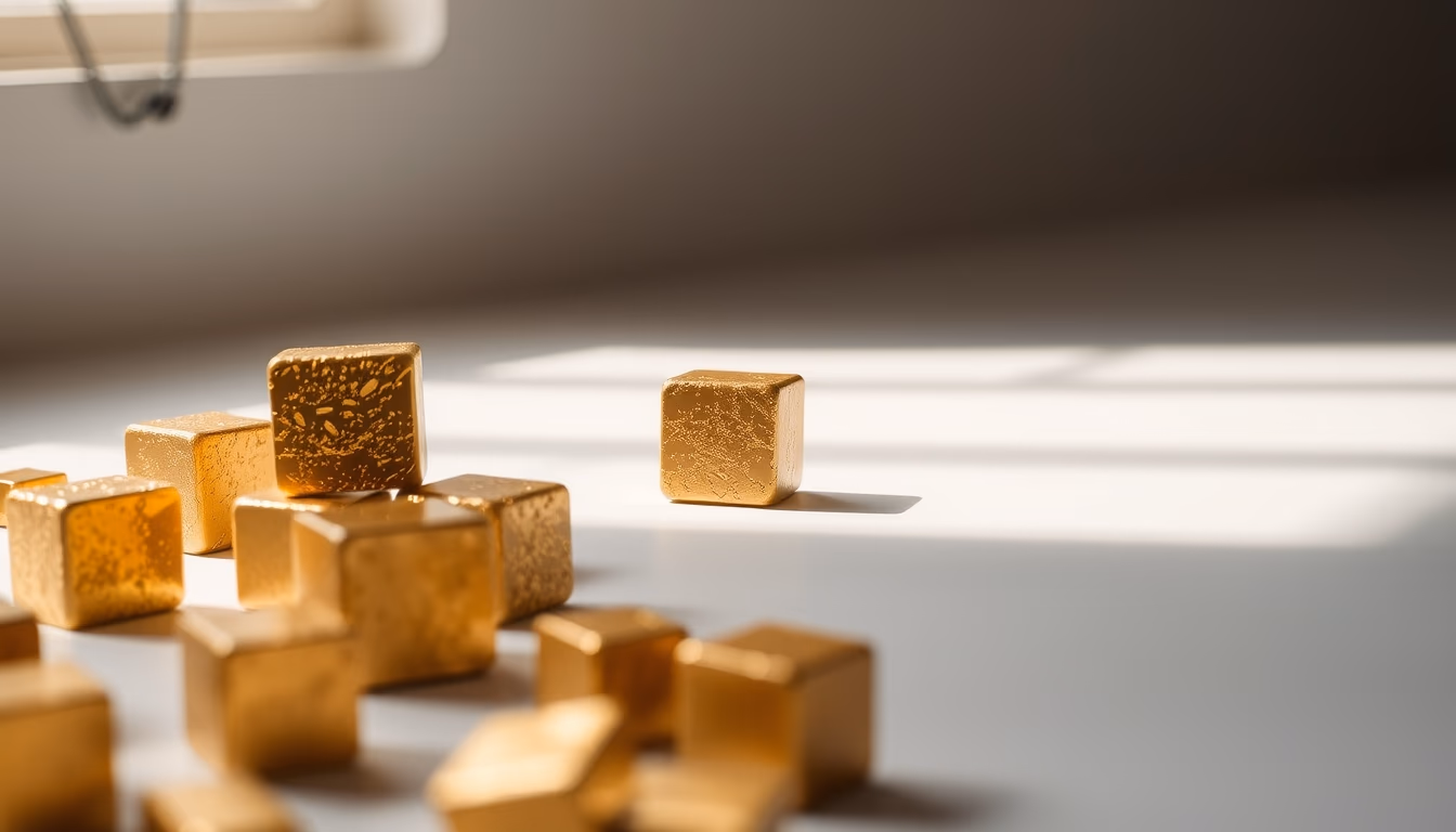 pyrite gold cubes in editorial style