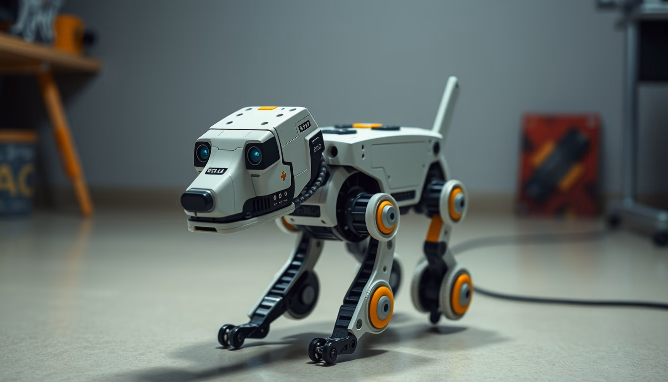 quadruped robot dog in editorial style