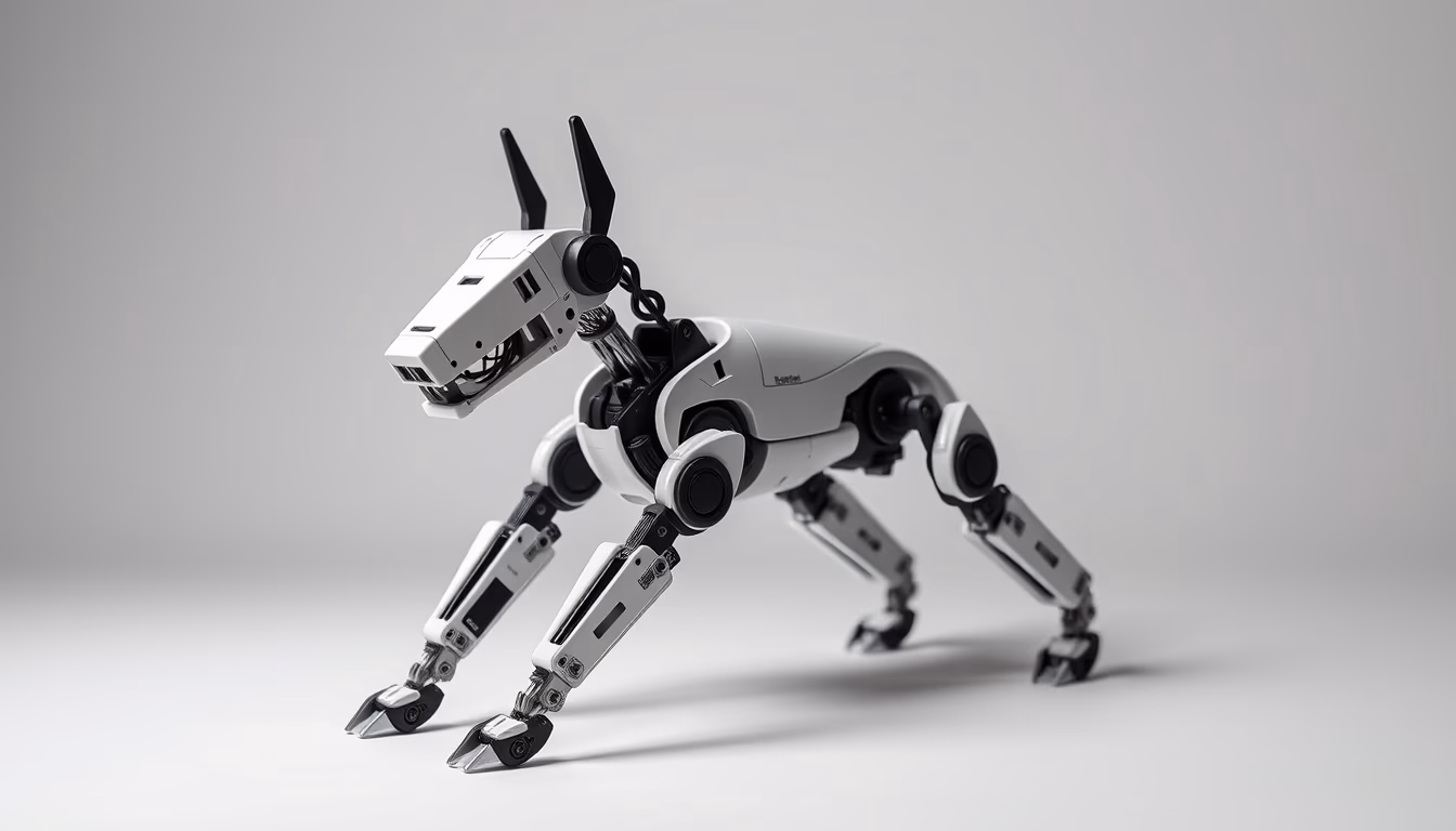 quadruped robot dog in editorial style