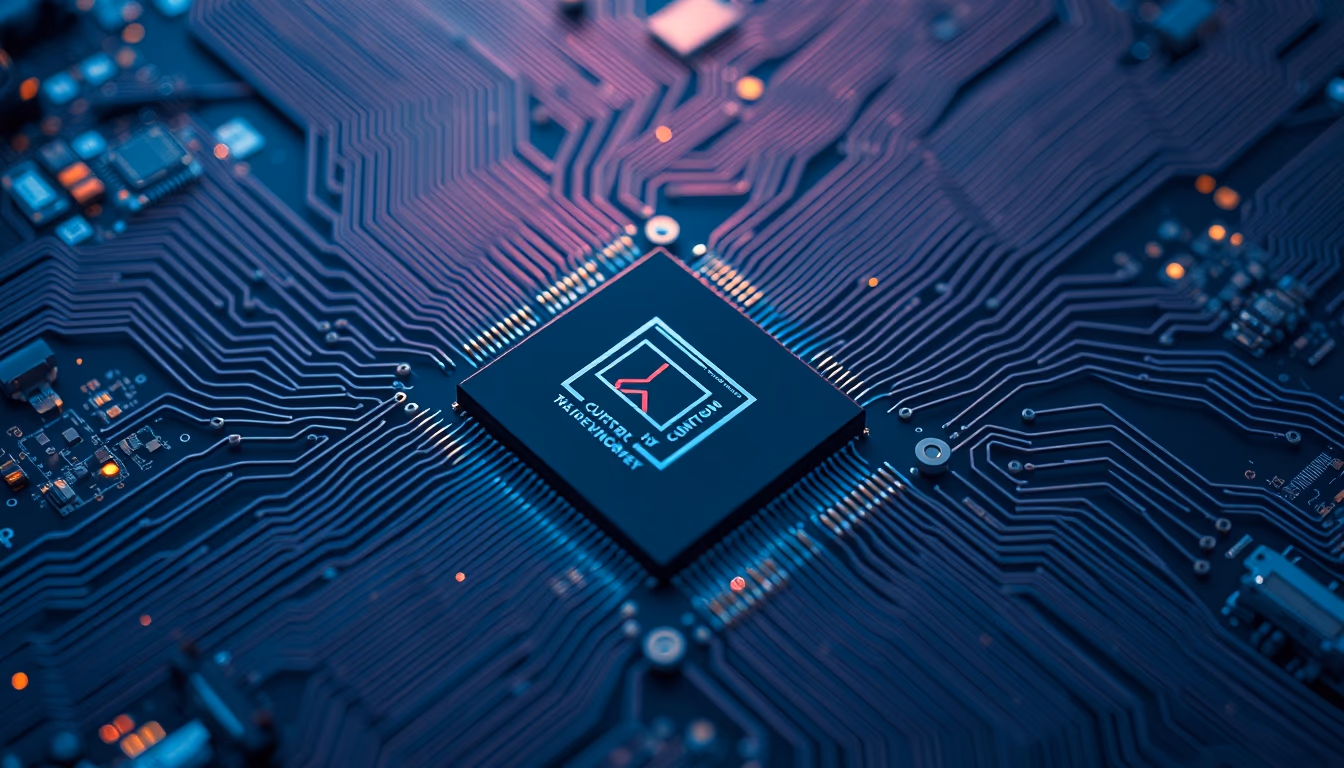 quantum computer chip detail in editorial style