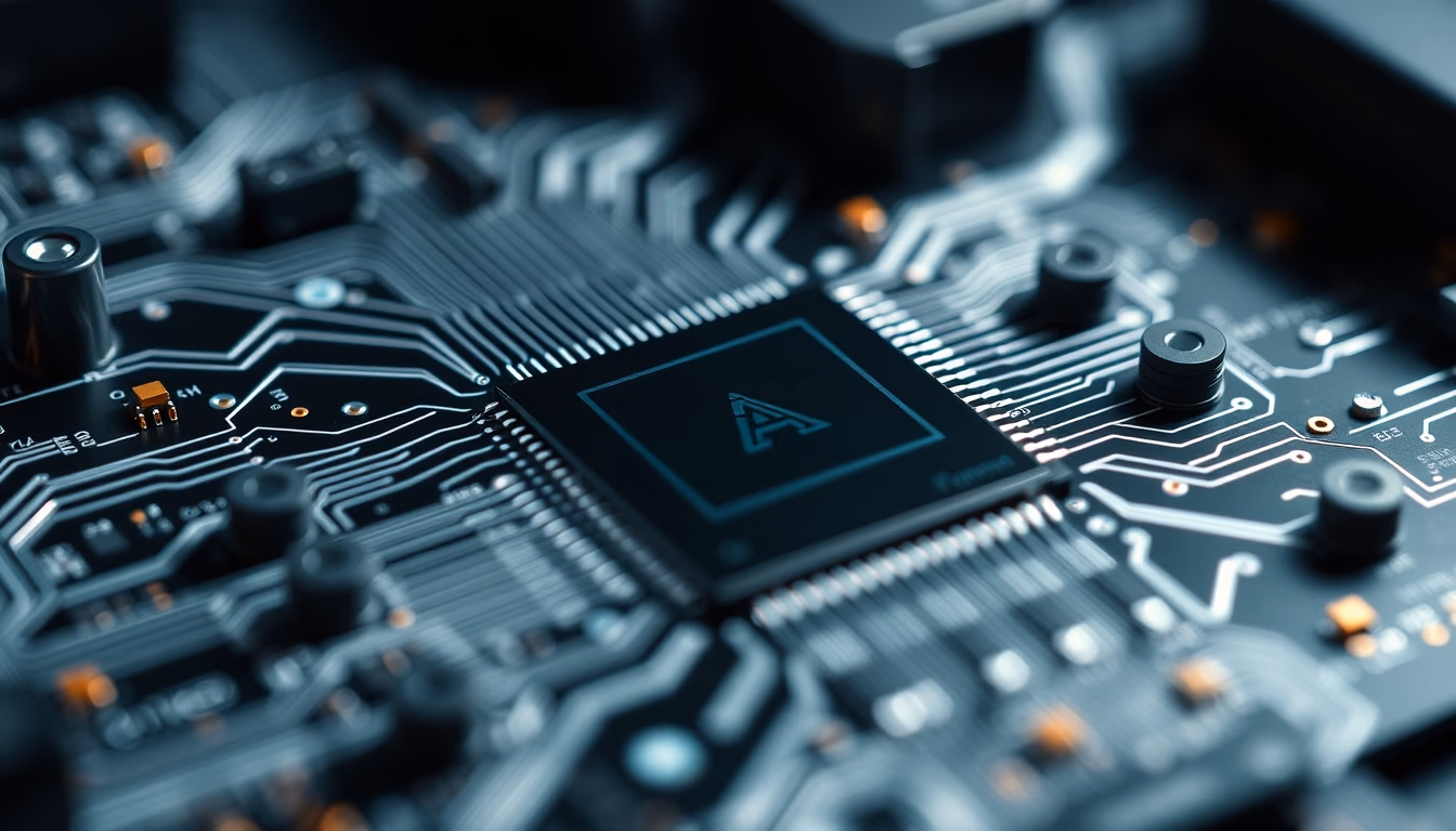 quantum computer chip detail in editorial style