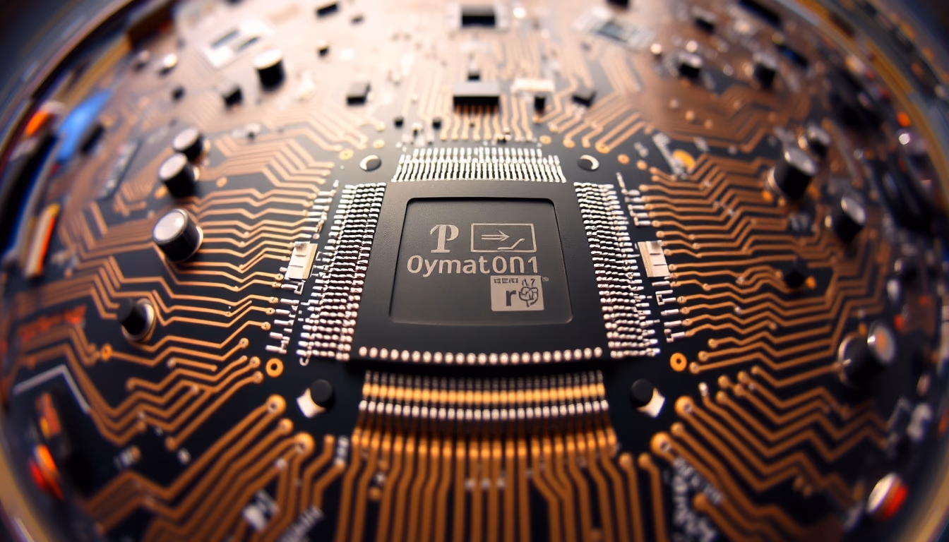 quantum computer chip in editorial style