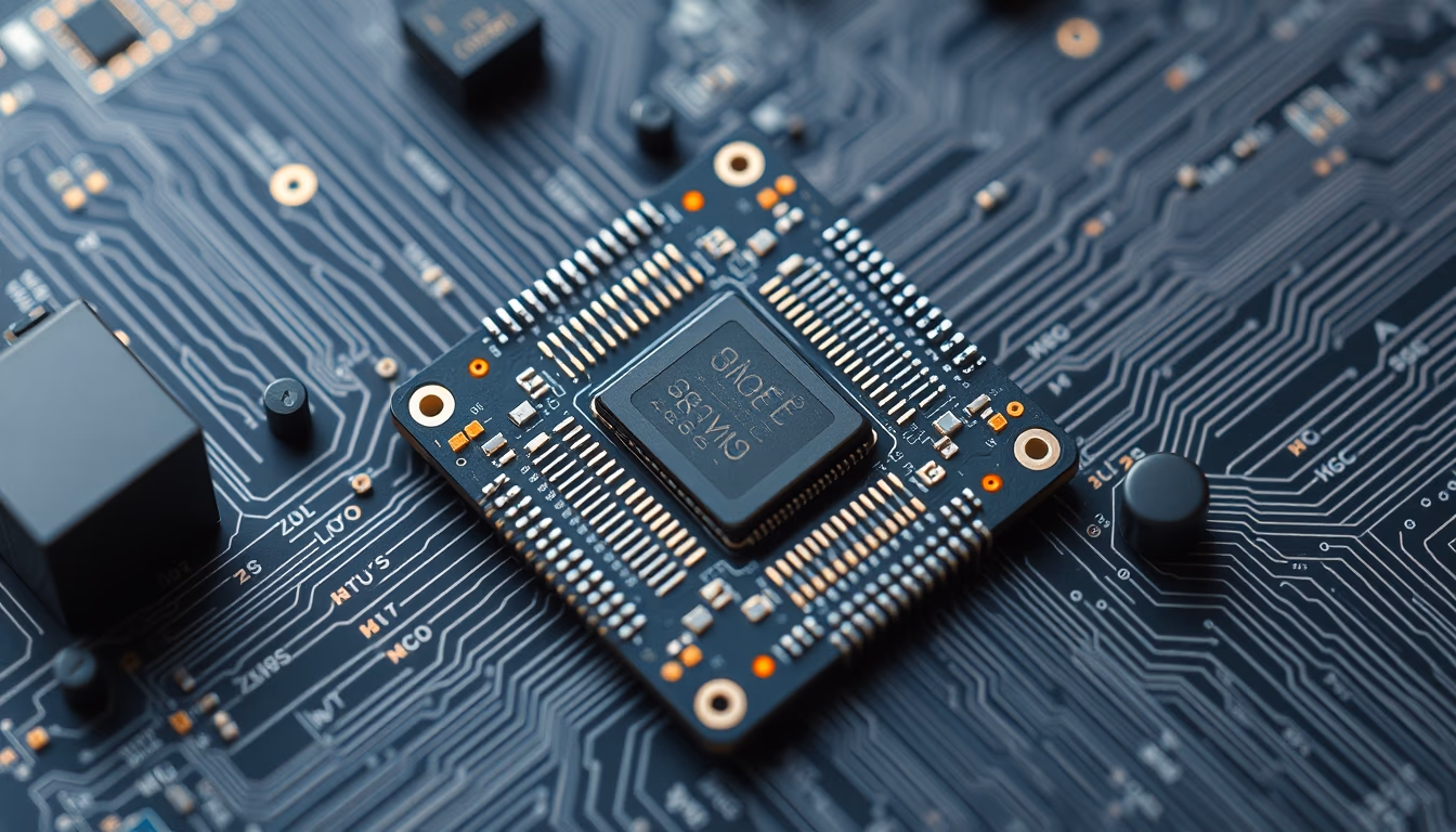 quantum computer chip in editorial style