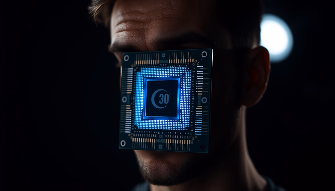 quantum computer chip in editorial style