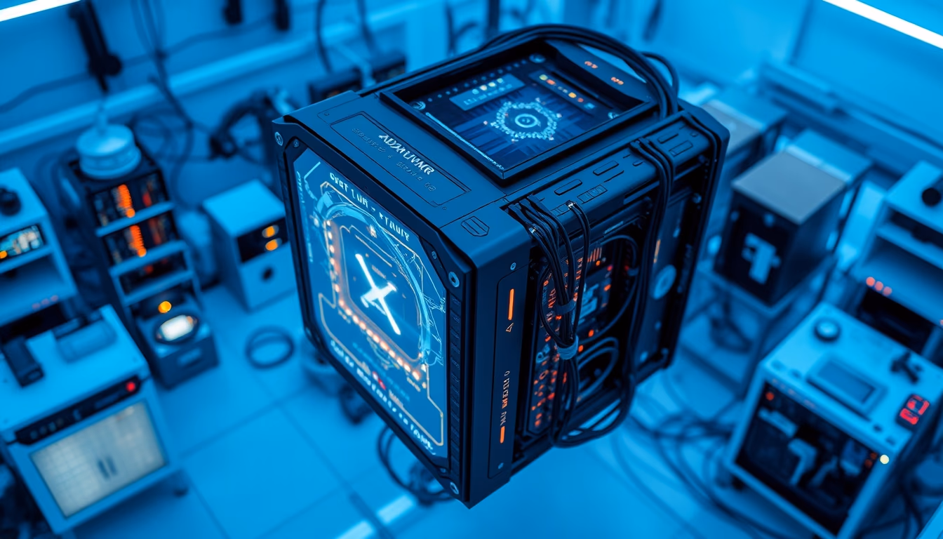 quantum computer in research lab in editorial style