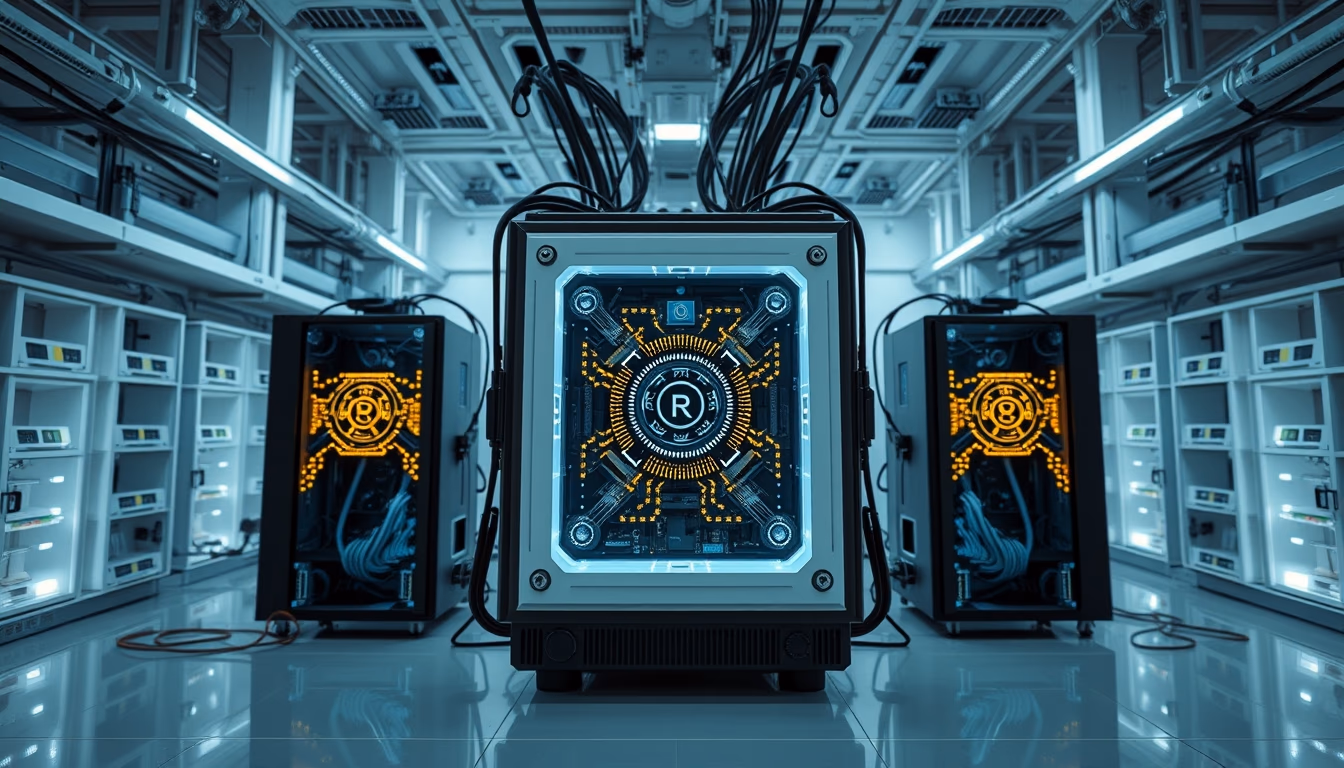 quantum computer in research lab in editorial style