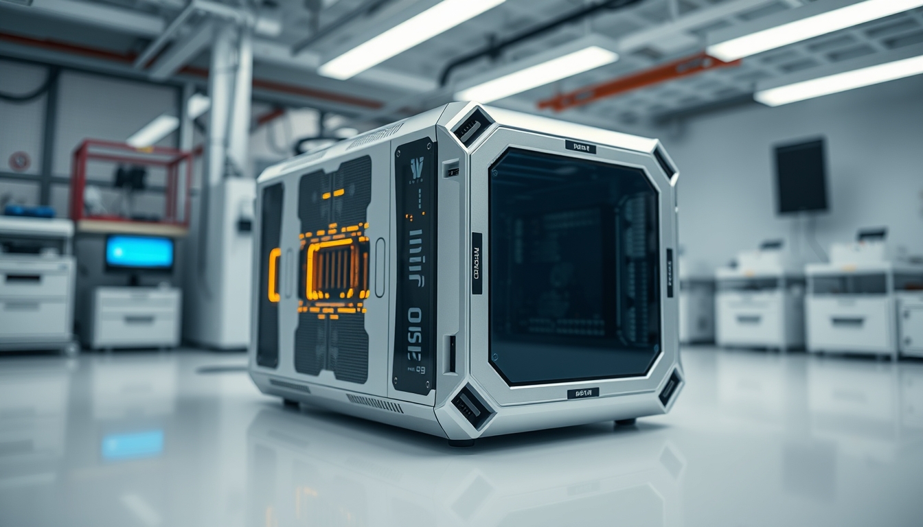 quantum computer in research lab in editorial style