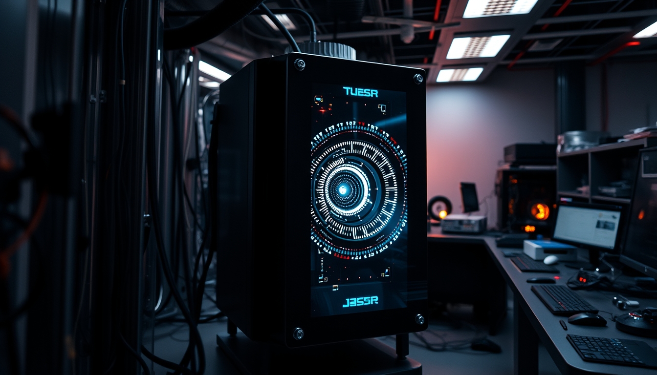 quantum computer in research lab in editorial style