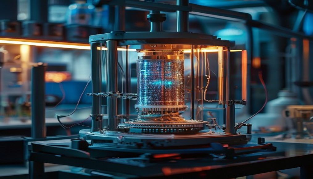 quantum computer in research lab in editorial style